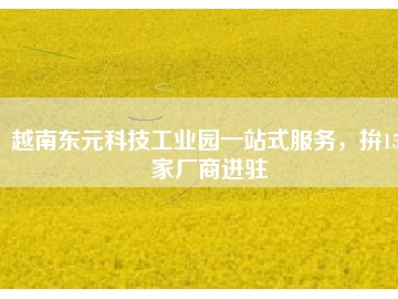 越南东元科技工业园一站式服务，拚150家厂商进驻