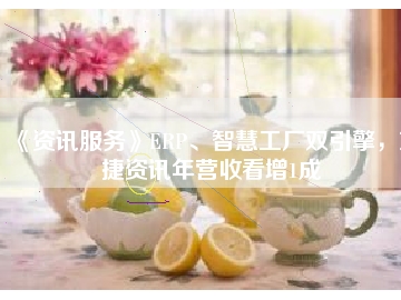 《资讯服务》ERP、智慧工厂双引擎，东捷资讯年营收看增1成