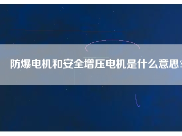 防爆电机和安全增压电机是什么意思?